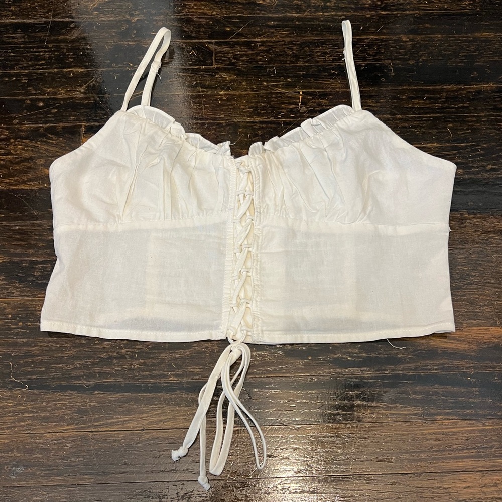 Pacsun White Tie Up Bustier Tank Top